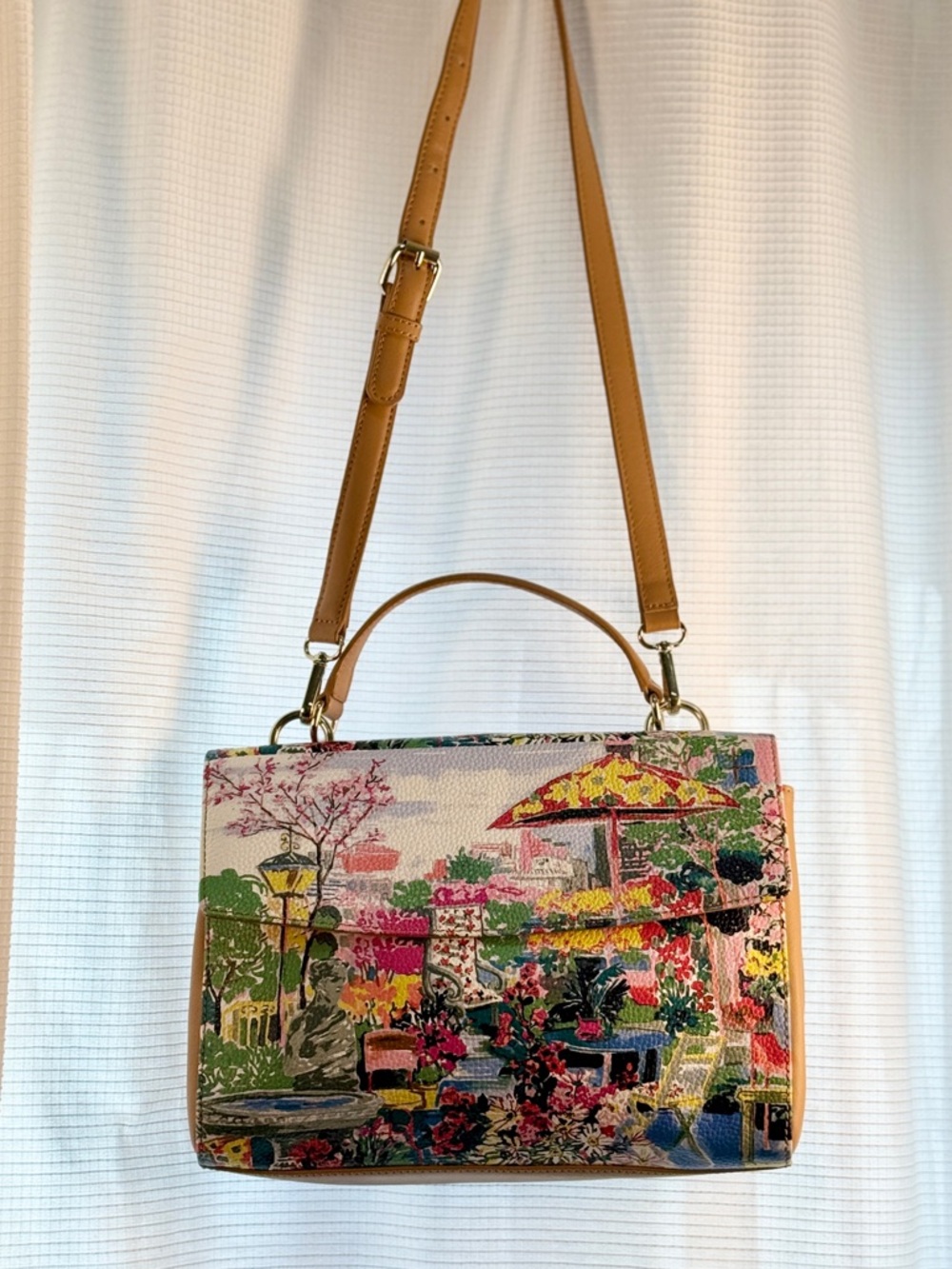 NWT Talbots Impressionist Garden Leather Satchel Crossbody MSRP $179